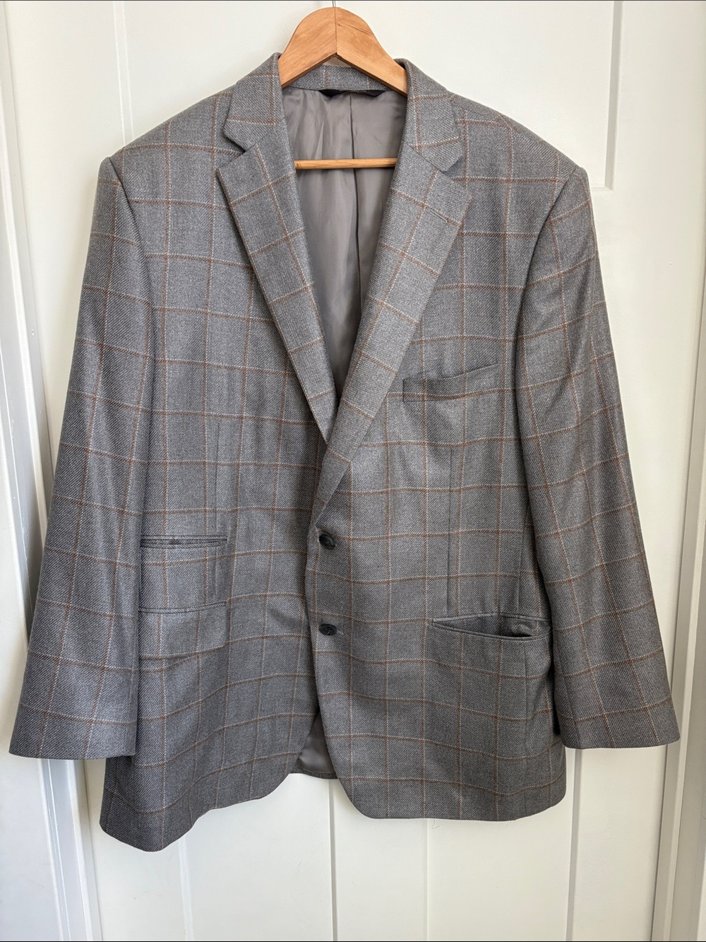 Paul Stuart 46L" Silk Cashmere Plaid Sport Coat. Woven in Italy